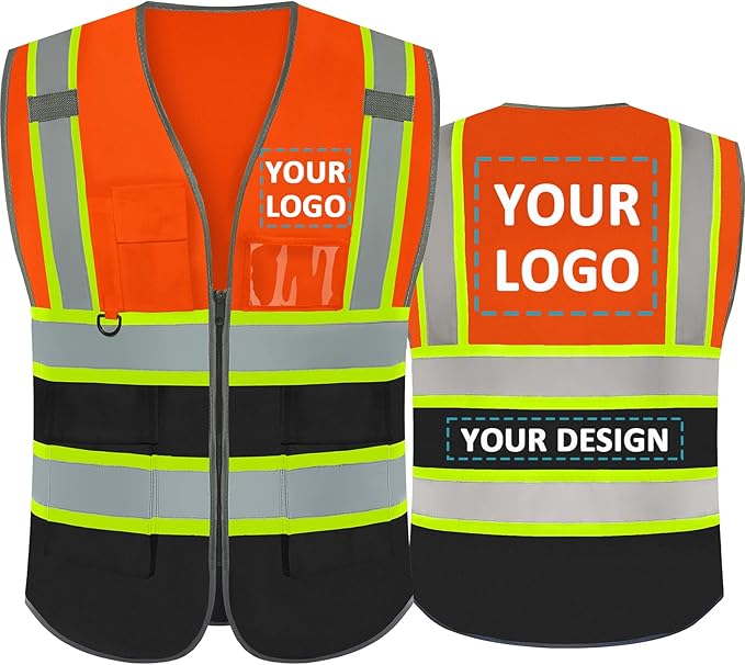 BeautyWill Custom Logo Safety Vest Class 2 High Visibility Reflective Vest for Men - Personalized Logo Team Vest