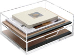 SANRUI 2-Tier Paper Letter Tray Organizer with Sliding Drawer,Stackable Desk Organizer,Acrylic Paper Tray for Office,Home or School,Clear
