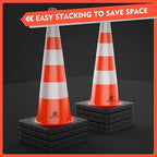RoadHero 16 Pack Traffic Safety Cones 36 Inch, PVC Cone with Black Weighted Base, Orange Cones with Reflective Collars for Parking Lot, Road Safety, Construction Events