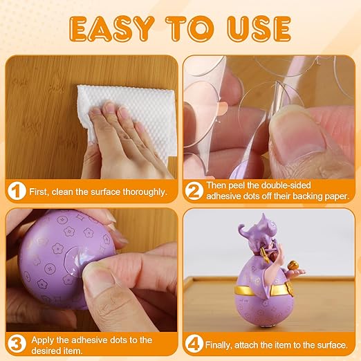 480 PCS Double Sided Tape Adhesive Dots Stickers, Clear Removable Sticky Tack Adhesive Putty, Waterproof No Trace Sticky Dots for Hanging Crafts, Photo Stickers, Wedding and Holiday Decorations
