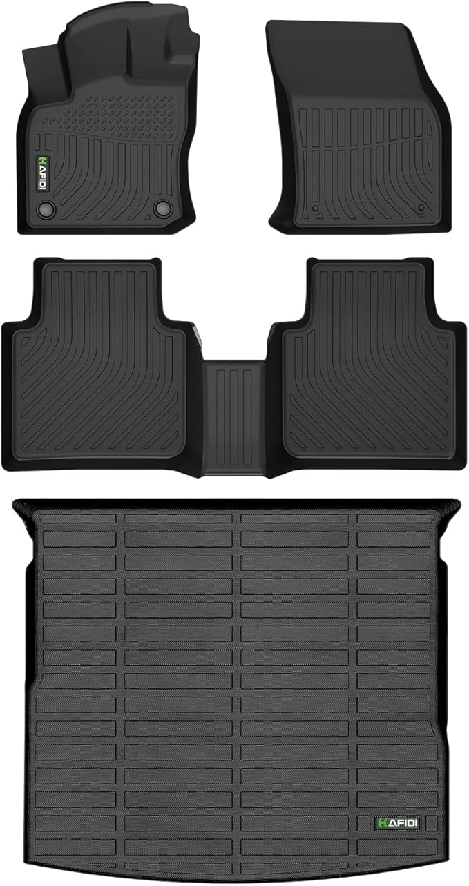 HAFIDI® Floor Mats & Cargo Liner Set Fit for 2018-2024 Volkswagen Tiguan All Weather Protection TPE Anti-Slip Automotive Full Set Floor Liners Custom VW Tiguan Accessories - Black