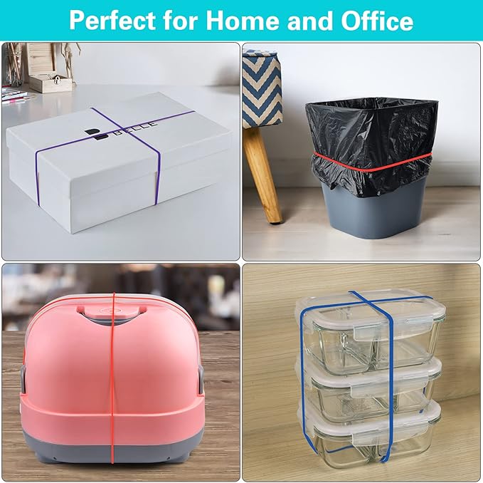 Large Heavy Duty Latex Rubber Bands 12 Inches Trash Can Bands Strong Elastic Bands for Office Supply, File Folders, Cat Litter Box, 60 Pack (Multicolour)