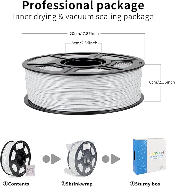 iSANMATE ASA Filament 1.75mm Marble 1KG, UV & Weather Resistant 3D Printer Filament Perfect for Outdoor Functional Parts, Dimensional Accuracy +/- 0.02mm, 1kg Spool (2.2lbs)