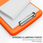 Plastic Clipboard with Storage, 8.5 x 11 Storage Organization Box Side-Opening, Heavy Duty Clip Board with Pen Holder and Paper Folder for Nurses, Teachers, Office & School Supply, Orange