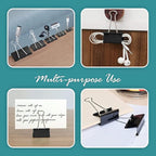 Binder Clips - 24 Medium Binder Clips, 1.25 Inch Black Paper Clamps, File Clip for Home, Office and School Supplies