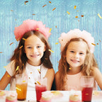 3 Pack Foil Fringe Backdrop - Transparent Blue Shiny Tinsel Curtains for Party Decoration/Photo Booth Props - 3.3x8.2FT Metallic Foil Backdrop for Birthday, Wedding, Graduation, Christmas