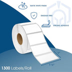 Spartan Industrial - 1 1/2" X 1" Direct Thermal Barcode Labels Compatible with Rollo, Zebra, and Other Desktop Label Printers (10 Rolls, 1300/Roll)