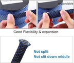 100ft - 3/4 inch PET Expandable Braided Sleeving – BlackBlue – Alex Tech Braided Cable Sleeve