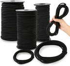 Strong and Durable Bungee Cord Roll - 3/16" x 100ft Elastic Cord, Kayak Stretch String Rope, Bungee Shock Cords for Repairing Tent Poles, DIY, Tie Downs, Black