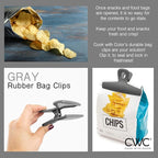 COOK WITH COLOR Food Clips - Wide Heavy Duty Chip Clips, Large Bag Clips for Food Storage with Air Tight Seal Grip, Pack of 4, Grey