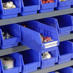 Global Industrial 7 Shelf Steel Shelving with (36) 4" H Plastic Shelf Bins, Gray Frame & Blue Bins, 36" W x 12" D x 39" H, Industrial or Commercial Storage, Assembly Required