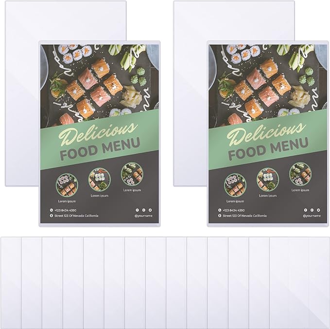 Henoyso 15 Pcs 11" x 17" Rigid Print Protectors, Heavy Duty Hard Plastic Sheet Page Protectors Crystal Menu Holder Clear Poster Sleeve Top Loading Frame for Magazine Photo Paper Poster Prints