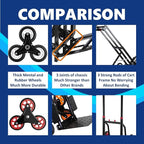 Hand Truck Dolly – 6 Years in Service – Stair Climbing Cart, Stair Climber Cart 460 Lb Capacity All Terrain Stair Dolly Heavy Duty with Telescoping Handle and 6 Wheels (Black) 2 Climbing Ropes