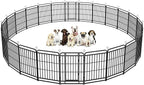 Heavy Duty Dog Playpen: 24 Steel Panels 40" Height, Square Steel Pipe with Reinforced Crossbars, 54FT 227 Sq.ft Portable Fence for Yard RV Camping, Snowy Black
