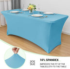 Obstal 6 Pack Stretch Spandex Table Covers for 6 Foot Tables - 6 FT Rectangular Fitted Tablecloth Protector for Wedding, Banquet, Party (Light Blue, 72'' Length x 30'' Width x 30'' Height)