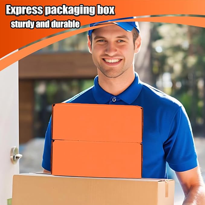 Small Shipping Boxes, 50 Pack Cardboard Box Corrugated Mailer Boxes Small Corrugated Boxes For Shipping Packaging Craft Gifts Giving Products, 6 x 4 x 1.6 Inches (Orange)