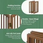 Dog Gates for Doorways, Tall Dog Gate Indoor, Foldable Pet Gates for Doorways Bedroom, Freestanding Puppy Gate with Metal Support Feet, Room Divider 4 Panels (Walnut)