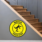 5 Pack Watch Your Step Floor Sticker Anti-Slip Safety Caution Sign 17 × 17 Inches Self Adhesive Vinyl Waterproof Signage for Workplace Stair Public Area
