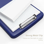 Piasoenc Clipboard with Storage, 8.5 x 11 Organization Box with Pen Holder and A4 Legal Paper Folder, Heavy Duty Plastic, Folio & Side-Opening, Low Profile Clip for Nurses, Teachers,Navy Blue