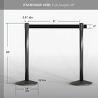 Qbuster Black Stanchions with Retractable Belt, Crowd Control Safety Barrier with 11’ Black Belt, Set of 2 Posts