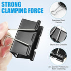 208 PCS 6 Sizes Binder Clips Assorted Sizes Including Extra Large Medium Small Black Clips Office Supplies Black Paper Clips Paper Clamps for Office Home School Bussiness