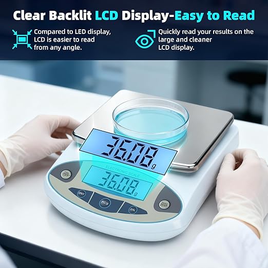 Lab Scale 6000gx0.01g,Analytical Balance 0.01g High Precision Electronic Digital Balance Scale, Scientific Scale Gram Scale Digital Balance for Kitchen Lab Weighing Jewelry Scale