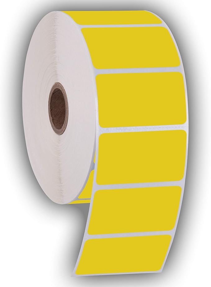 2.25" X 1.25" Direct Thermal Perforated Stickers Labels for Barcodes, Address, Consignment - Compatible with Zebra, Rollo, Godex and More (Yellow, 12 Rolls)