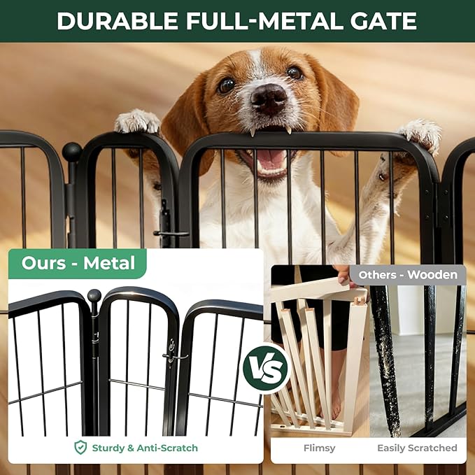 FXW Dog Gate Extra Wide Designed for Indoor Use, Adjustable Width Up to 55-inch Wide (32" H 2 Wire Panels for Small and Medium Dogs), Black