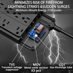 18 Outlets Surge Protector Power Strip - 15 Feet Flat Plug Heavy Duty Extension Cord with 18 Widely Outlets and 4 USB Ports, 2100 Joules, Black, ETL Listed