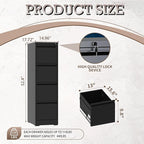File Cabinet, 4 Drawer File Cabinet with Lock, Steel Vertical Filing Cabinets for Home Office, Heavy Duty File Storage Cabinet for Legal/Letter/A4 Documents, Easy to Assemble, Black
