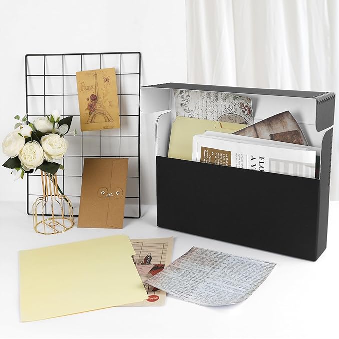 Lineco Archival Document Storage Box with Metal Edge, Acid-Free Black Boxboard, Organize and Store Files, Prints, Photos, Legal-Sized Case 15.5" x 10.5" x 2.5" Wide, Pack of 2