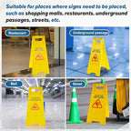 4 Pack 24 Inch Blank Floor Sign Yellow A-frame Foldable Caution Sign Write-On Double Sided Safety Warning for Pool Restaurant Restroom Office
