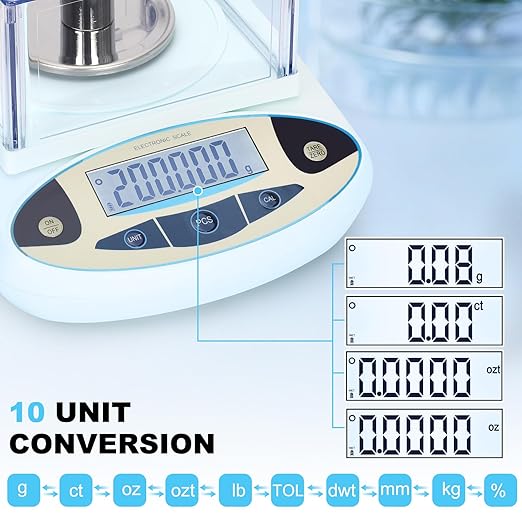 Lab Scale 500g*0.001g,High Precision Accurate Analytical Balance with Windshield,Lab Scale Electronic Scientific Scale Digital Precision Weighing Scale Jewelry Scales(with 200g Calibration Weight)