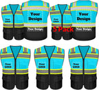 Safety Vest Customize Logo with 5 Pockets & Zipper Reflective High Visibility Vest Class 2 Outdoor Workwear