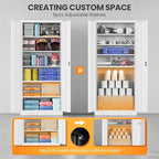 Metal Garage Storage Cabinets with Lock, 71" Tall Tool Cabinet with 2 Door and 5 Adjustable Shelves, Locking Garage Cabinets and Lockable Steel Locker for Home Office Warehouse - (White-71”H)