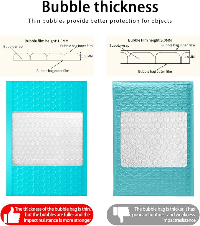 packbabol Bubble Mailers, 6x9 Inch Padded Bubble Mailers Pack of 50 Bubble Envelopes Opaque Self Seal Adhesive Waterproof Bags for Shipping and Packaging (Teal, 6x9-50)