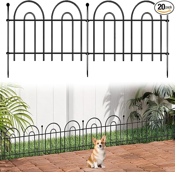 14 in X 36 ft Metal Garden Fence 20-Panel Metal Wire Garden Fence, Animal Barrier Enclosure