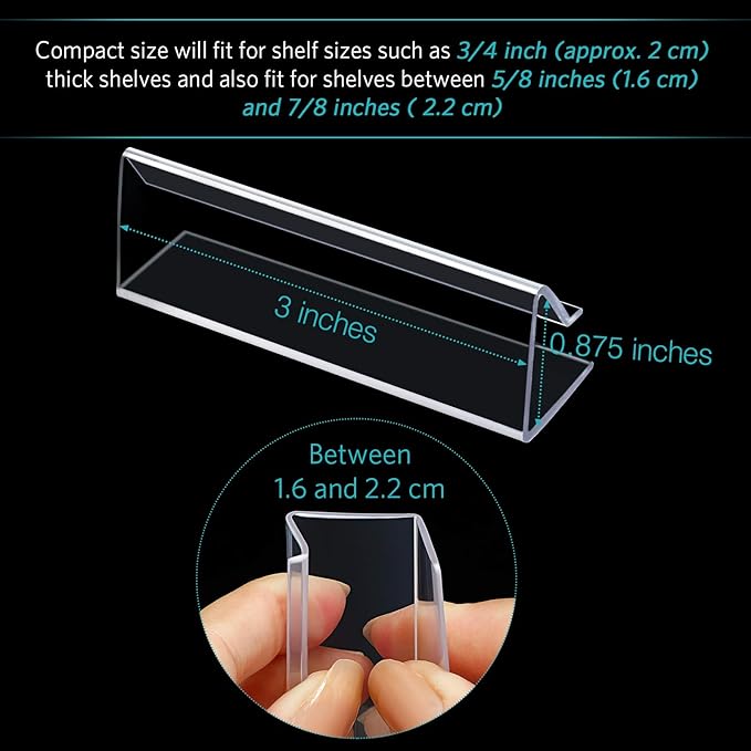 Outus Plastic Label Holder Wire Shelf Label Holder 3 x 0.875 Inches Pockets Shelf Price Tag Holders for Supermarket Library Kitchen Bookshelf Storage Bins(30 Pieces)