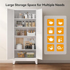 COFaR 71" Tall Pantry Cabinet with 5 Adjustable Shelves, White Storage Cabinet with Doors, Sturdy Freestanding Cupboard for Kitchen Organization, Living Room & Bathroom