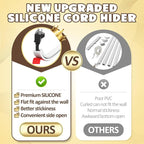 196 Inch Wall Cord Hider, Silicone Self Adhesive Cable Hider Cord Cover, Flexible Wire Covers for Cords Cable Cover Cable Concealer for Wires W0.59” H0.39” White (White, 196 inch)