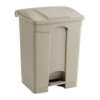 Safco Step On Plastic Trash Can with Foot Pedal, 17 Gallon Garbage Can for Kitchen, Indoor or Outdoor Use, Hands Free, Tan