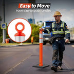 RoadHero 42 Inch Delineator Post with Base, Portable Orange Traffic Delineator Posts Cones with Reflective Collars for Parking Lots, Road Safety, Construction Events (12 Pack)