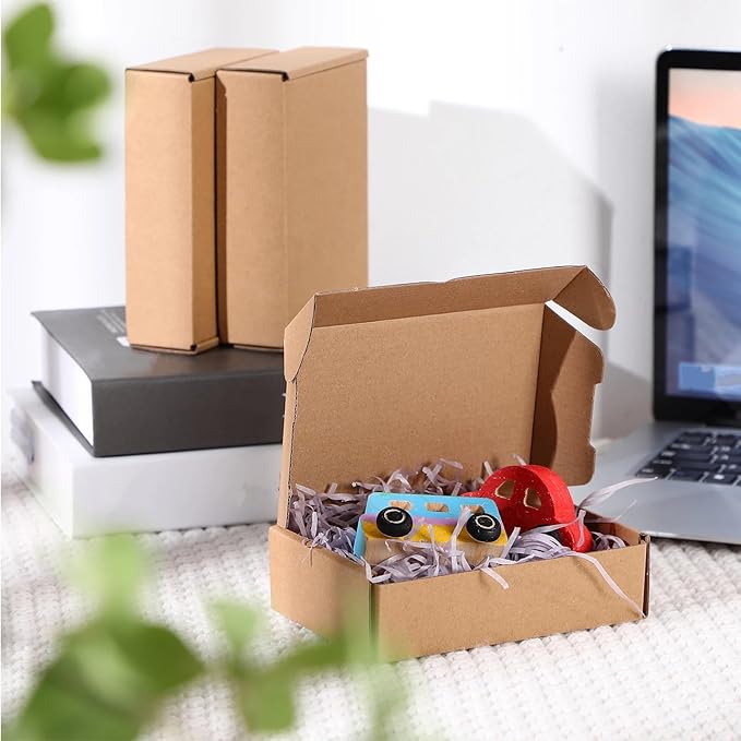 Qilery 100 Pcs Shipping Boxes Cardboard Gift Corrugated Cardboard Brown Boxes Mailer Packaging for Mailing Small Business Present (5.91 x 3.94 x 1.57 Inches)