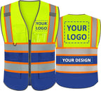 BeautyWill Custom Logo Safety Vest Class 2 High Visibility Reflective Vest for Men - Personalized Logo Team Vest