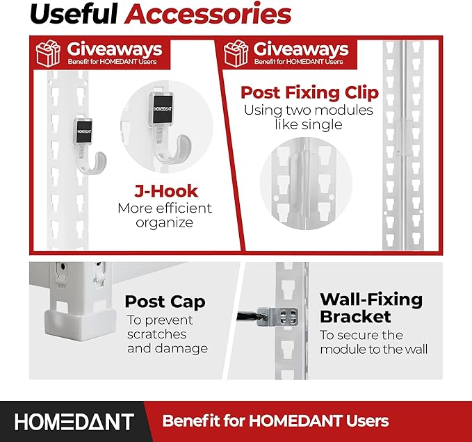 HOMEDANT 5 Tier Storage Shelves Adjustable Laminated Boltless Garage Metal Shelving Unit Heavy Duty Utility Rack Shelf Warehouse Pantry Closet Kitchen (2, (L) 48.1" W, White)