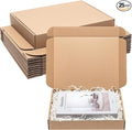 Brown Shipping Boxes 13x10x2" 25 Pack - Corrugated Cardboard Box Mailers for Small Business, Kraft Medium Literature Mailer Packaging Supplies Brown