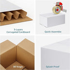 Shipping Boxes 9x6x4 Set of 6, White Corrugated Cardboard Box for Mailing Business Packaging