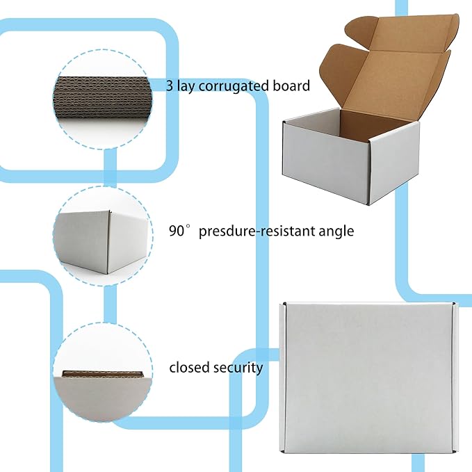 6x5x3 inch Shipping Boxes, White Corrugated Cardboard Box Literature Mailing Shipping Packaging Recyclable Storage Boxes and Craft Gifts Giving Products Business White Box Set of 25 (6''x5''x3'')