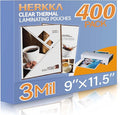 HERKKA 400 Pack Laminating Sheets, Holds 8.5 x 11 Inch Sheets, 3 Mil Clear Thermal Laminating Pouches 9 x 11.5 Inch Lamination Sheet Paper for Laminator, Round Corner Letter Size