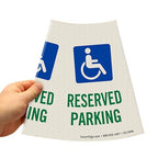 SmartSign “Reserved Parking with Handicapped Symbol” Bright Reflective Cone Message Sleeve, [Cone Not Included]